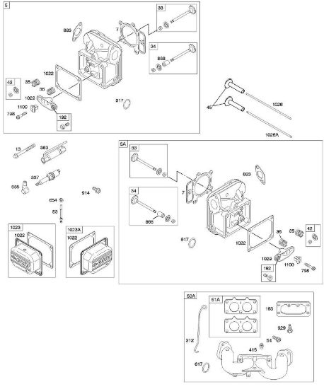F - Testata, collettore di aspirazione, valvole B&S - 40 €¦ 405777-0126-E1 brand Stihl